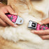 Dog Collar Seatbelt Buckle Pink Logo Repeat Ford Mustang Bars, 15 to 26 Inches, 1.0 Inch Wide