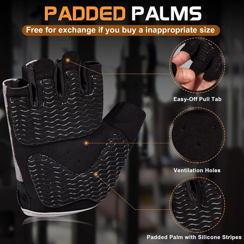 (4 sunnex Workout Gloves for Women - Breathable Weight Lifting Gloves with Non-Slip Silicone Padding, Fingerless Gym