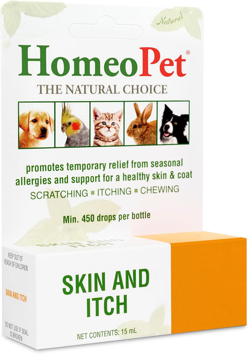 HomeoPet Skin and Itch Relief for Dogs and Cats, Natural Coat Soother, 15 Milliliters