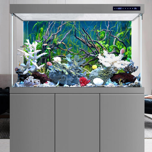 AWERT 72x24 inches Tropical Fish Tank Background - River Bed & Lake Aquatic Plant Undersea Tree Branch Vinyl