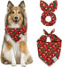 E-Clover Christmas Dog Bandanas & Matching Scrunchie Set Green Red Dog Scarf