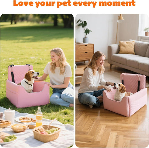 ALL GOOD PET SUPPLIES 35lbs, Dog Car Seat for Small/Medium Dogs Under Soft Booster Car Seat with Detachable Washable