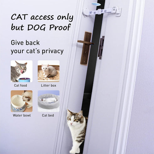 Adjustable Door Strap and Latch - Textile Cat Door Latch to Keep Dog Out of Litter Box, Economical Alternative to Pet