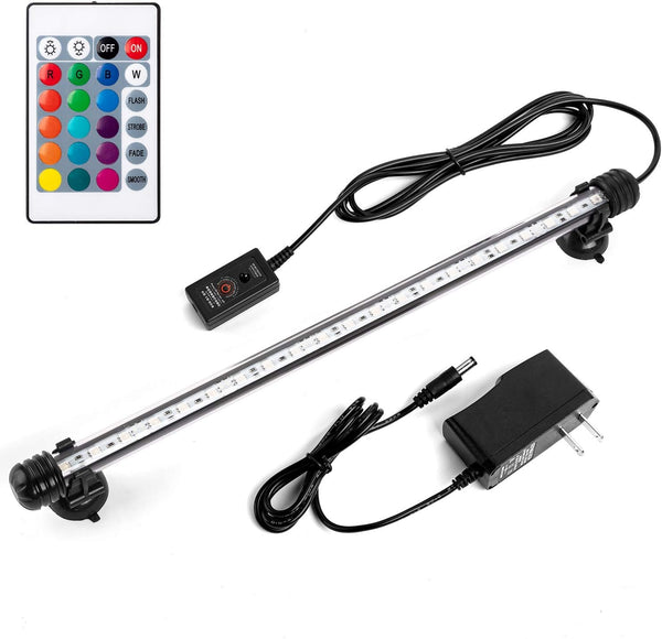 iKefe 15" Color Changing LED Fish Tank Light - Submersible with Remote for Aquarium Decorations & Plant Growth