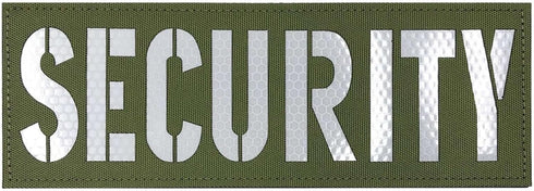 Large Security Patch Reflective Subdued 8.5x3 inches for Tactical Vest Jackets with Hook and Loop