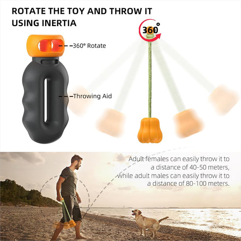 iFur Interactive Tug of War Dog Toy, Pumpkin Fetch Toy, Tough Chew Toys for Small Medium Large Dogs, Indoor/Outdoor