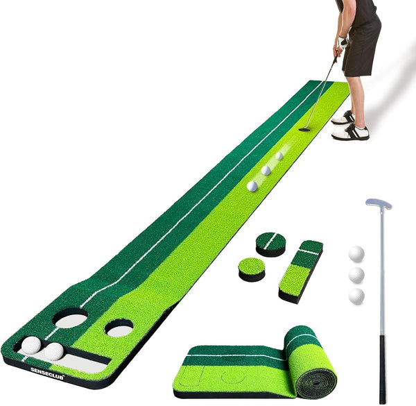 SENSECLUB Indoor Putting Green Game, Foldable Putting Mat Golf Game Set, Golf