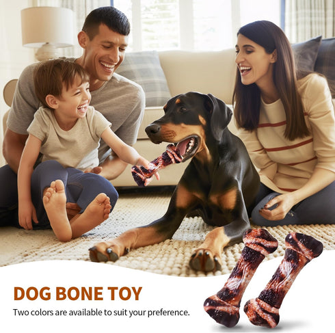 Dog Toys for Aggressive Chewers - Long-Lasting Nylon Chew Bones for Medium to Large Breeds, Teething Toys (Brown)