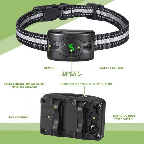 2 Pack Rechargeable Dog Bark Collar, Anti Barking Collar with 5 Sensitivity, Waterproof Smart Training Collar for Large
