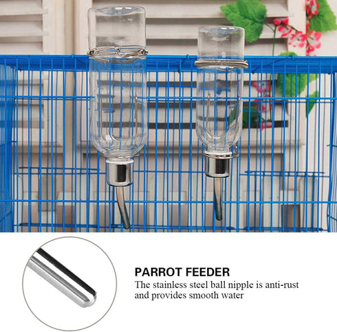 Pet Feeder Automatic Pet Water Dispenser, Practical Parrot Water Drinking Feeding Bottle with Stainless Steel Ball