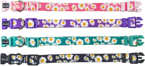 Dog Collar and Leash Set, Cute Daisy Pattern, 5ft Leash for Puppy Dogs, Extra Small, Green