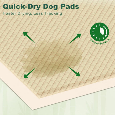 28"x34", 4-Corner (40 Counts) MIZOK Dog Pee Pads Extra Large Bamboo Puppy Pads Super Absorbent & Leak-Proof, Adhesive