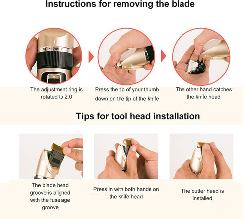 Heavy Duty Pet Grooming Clippers Kit, Low Noise Ceramic Material, Suitable for Small Dogs, Cats, and Birds