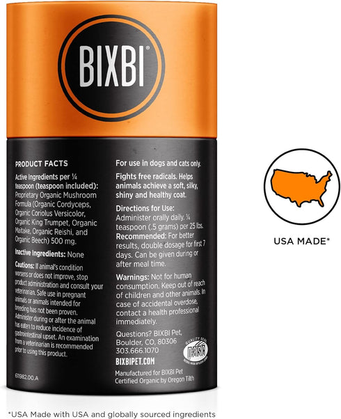 BIXBI Dog & Cat Skin & Coat Support, 2.12 oz (60 g) - All Natural Organic Pet Superfood Supplement