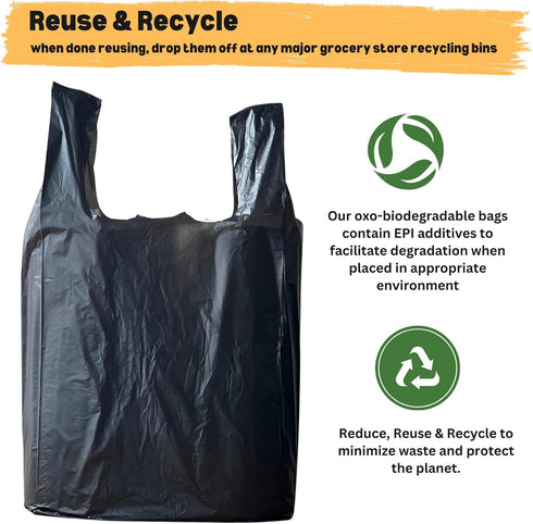 (600 Hammer T-shirt Biodegradable Black Plastic Bag ct.) Small Can Liners Thank You Grocery Shooping Size Doggy Poop