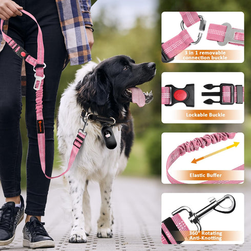 3 1 Removable Dog Seat Belt Harness for Car, in Pet Dog Car Seatbelt Leash, Retractable Restraint Secures to Vehicle