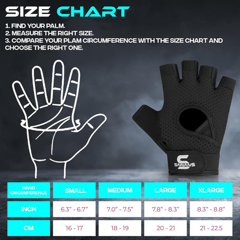 SAWANS Gym Gloves for Men & Women Ladies Weight Lifting Gloves Fitness Workout Breathable Training Non-Slip Grip