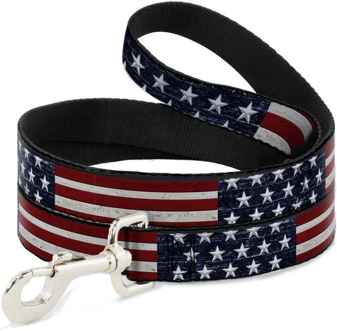 Americana Rustic Stars Stripes Dog Leash 6 Feet Long 0.5 Inch Wide