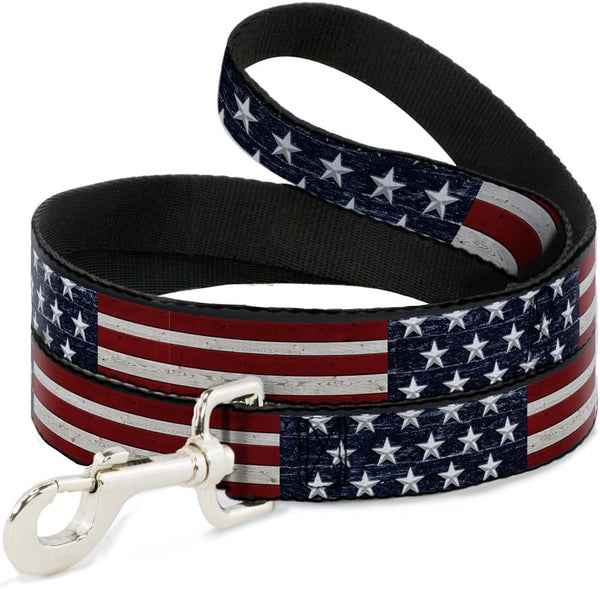 Americana Rustic Stars Stripes Dog Leash 6 Feet Long 0.5 Inch Wide