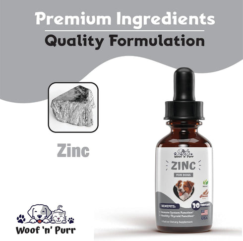 Zinc for Dogs - Dog Zinc Supplement, Supports Healthy Skin, Coat, Immune Health & More, Skin and Coat Supplement for