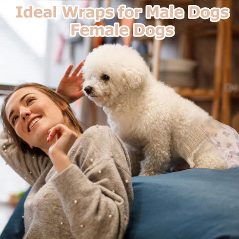 10PCS Ambreview Dog Diapers Female, Disposable Diapers for Female Dog with Stretchy Waist, Pull Up Puppy Wraps