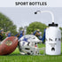 SHOKE Hockey Water Bottle with Long Straw, 1 Liter BPA Free Squeezable Water Bottle, 32 Oz-White