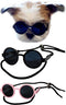 G016 Dog Cat Pet Round Sunglasses Goggles, 2-Pack for Small Breed Dogs up to 15lbs (Black + Pink)