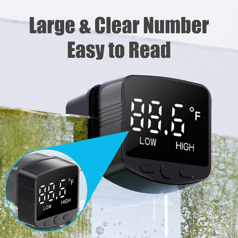 2-in-1 Aquarium Magnetic Brush - Fish Tank Glass Cleaner with Digital Aquariums Thermometer, Tiny Magnets Clean