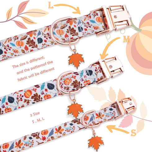 Faygarsle Bow Tie Halloween Fall Dog Collar, Fashionable Cotton Collar with Metal Buckle for Small Medium Large Dogs