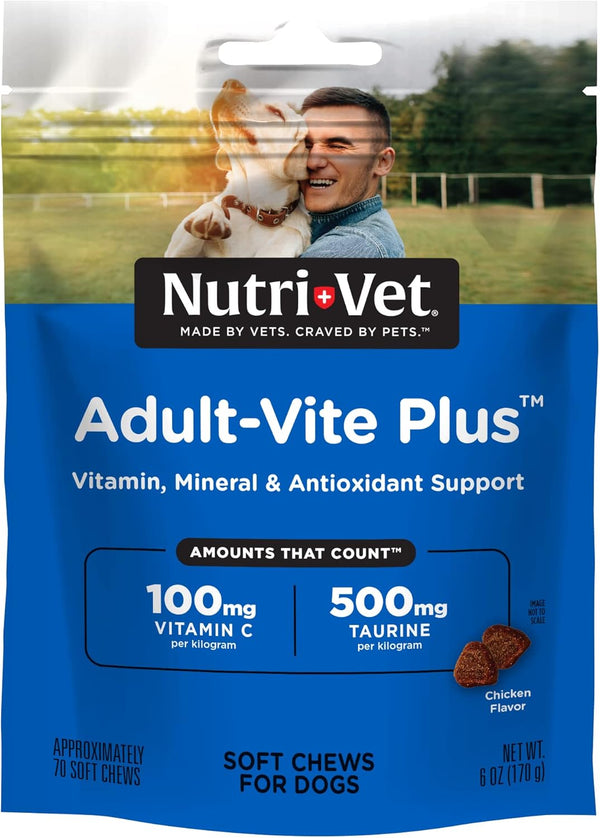 Nutri-Vet Adult-Vite Plus Soft Chews for Dogs, 70 Count, 6 Ounces, Supports Everyday Health
