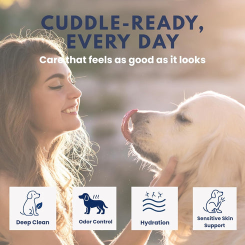 16 oz, Dog Shampoo & Conditioner with Oatmeal, Aloe & Coconut All-in-One for Long, Curly, Short & Wavy Coats, Sensitive