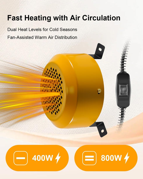 DYVBXS 400W/800W 9.8ft Dog House Heater with Adjustable Power, Pet Warmer for Kennels Chicken Coops Rabbit Hutches