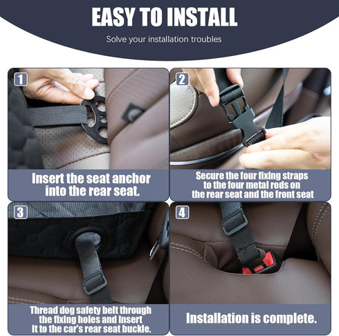 40lbs Dog Car Seat for Large Medium Dogs, Dog Car Seat Cover for Back Seat, Foldable Pet CarSeat with Safety Belt