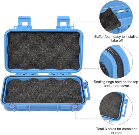 Waterproof Box Shockproof Dry Storage Box, Hard Plastic Protective Grip Carry Touch Phone Case + Foam + Handle for Fishing Camping Hiking (Big-Blue) by VGEBY1