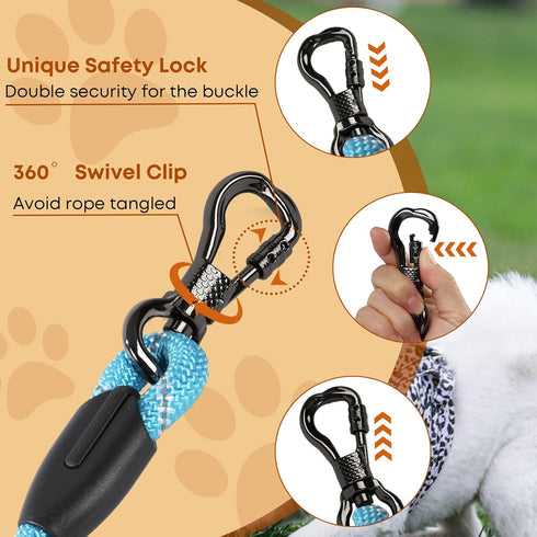 Long Reflective Dog Leash for Training 16FT/30FT/50FT/100FT, Heavy Duty Tie Out Rope for Dogs, Outdoor Use