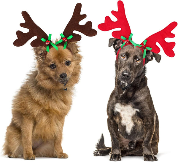 BWOGUE 2 Set Dog Elk Reindeer Antler Headband for Christmas Pet Costume, Accessories for Small and Medium Dogs Cats