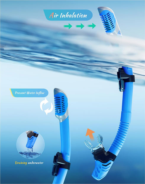 Snorkeling Gear for Kids, Snorkel Set for Ages 6-14, 180° Panoramic Wide View Mask Set for Breathing Freely