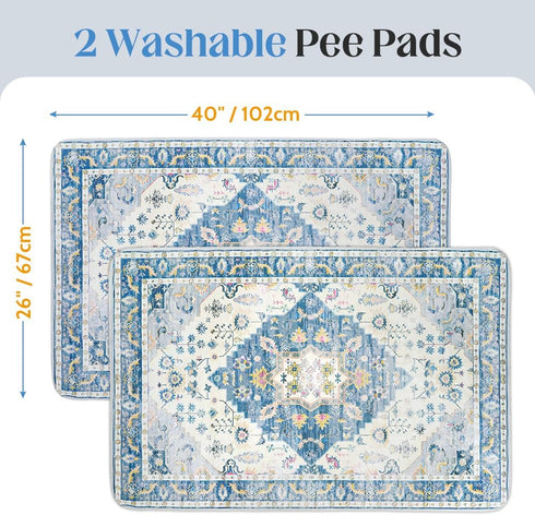 2 Pack 40"x26" Washable Pee Pads for Dogs, Reusable Puppy Training Pads Super Absorbent Waterproof Dog Training Pads