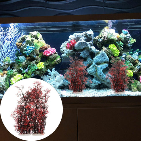 2 13.8 inch balacoo Pcs Aquarium Decor Plastic Plant, Red Coral Tree for Fish Tank Decoration, Artificial Plants