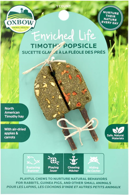 Oxbow Enriched Life Timothy Popsicle, Rabbit Toys, Guinea Pig Toys, Enrichment for Bunny, Hamster, Chinchilla, Made