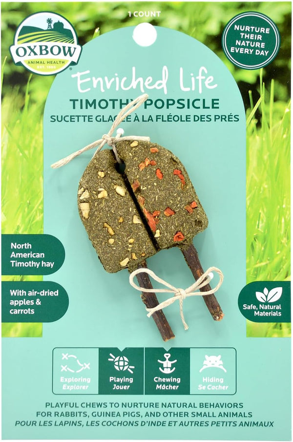 Oxbow Enriched Life Timothy Popsicle, Rabbit Toys, Guinea Pig Toys, Enrichment for Bunny, Hamster, Chinchilla, Made