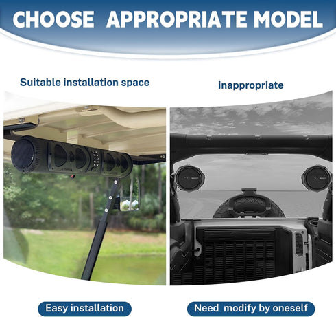 ZNZMAIO SE18, SE26, SEB26, SEDS32, Golf Cart Soundbar Mount T-Bracket - Compatible w/ Adjustable Steel Roof Mount