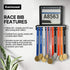 Kamnowal 10 20 40 Race Medal and Bib Display Wall Mounted Rack, Heavy Duty Metal Hanger with Clear Bib Holders, Holds