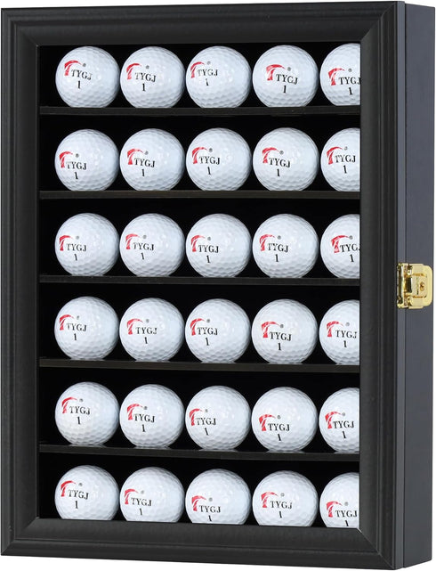 DisplayGifts Golf Ball Display Case for 30 Golf Balls, Display Cabinet Great