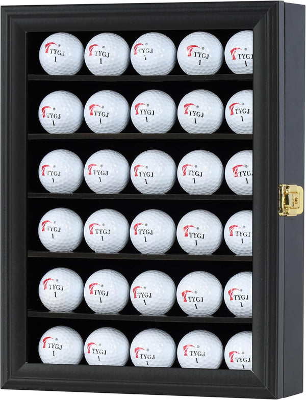 DisplayGifts Golf Ball Display Case for 30 Golf Balls, Display Cabinet Great