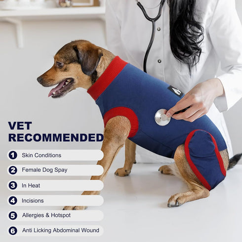 IDOMIK Dog Recovery Suit for Female Spay, Adjustable Anti-Licking Onesie for Male/Female Dog Neuter Spay