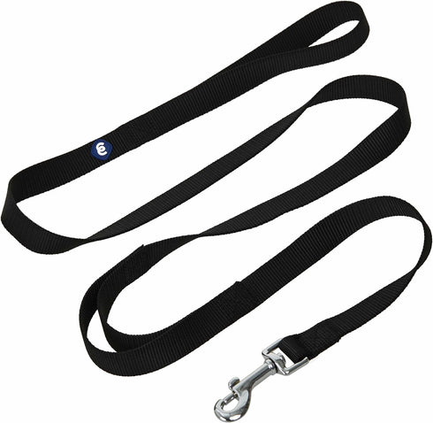 Blueberry Pet Essentials 5ft Double Handle Dog Leash for Traffic Control, 3/4" Medium Dog Leash, Black