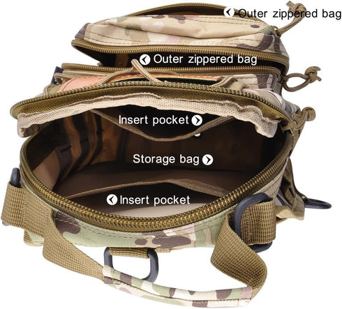 Backpack, Backpack Qcute Tactical Waterproof Military Cross-body Molle Sling Shoulder Chest Bag for Outdoor Every Day