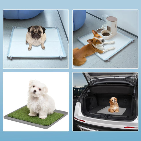 IMMCUTE 24" 24" 8 Pee Pad Holder, Fits Up to x Training Pads, Silicone Non-Slip Dog Potty Tray,High Edge Puppy Pad
