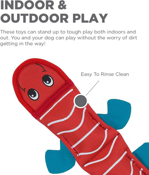 Outward Hound Fire Biterz Red Lizard Plush Interactive Dog Toy, Medium